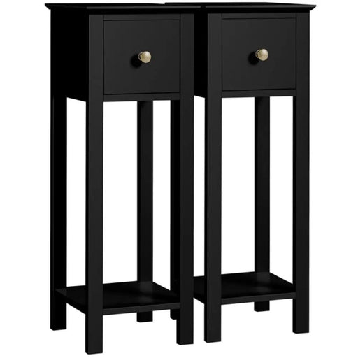 Yaheetech Slim Bedside Tables Set of 2 End Tables With Storage Drawers Slim Bedside Tables Set of 2 End Tables With Storage Drawers