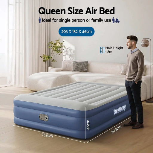 Bestway Air Mattress Queen Inflatable Bed 46cm Airbed Blue – view 2