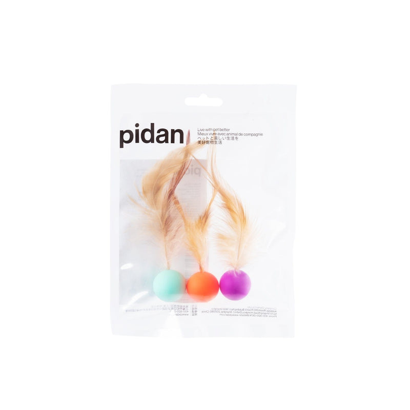 Pidan New Zealand Playing Pidan Feather Bouncy Cat Toy Balls Three Pack Silky Feathers Pidan Feather Bouncy Cat Balls Three Pack