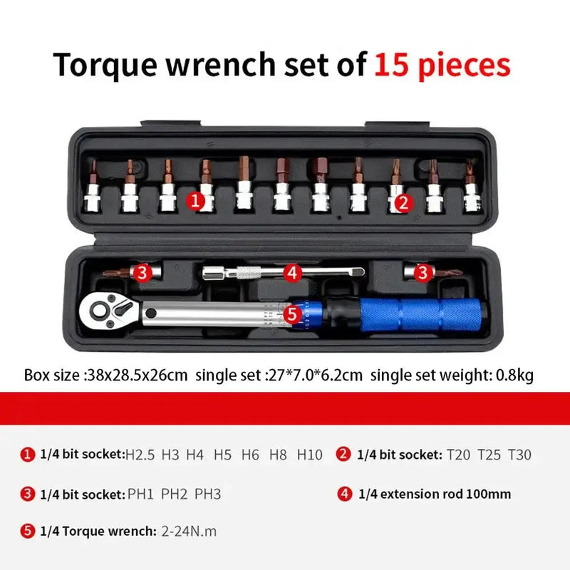 Habicare HBC Bicycle Torque Wrench Set 1/4″ (2–24 Nm) Bicycle Torque Wrench Set 1/4″ (2–24 Nm)