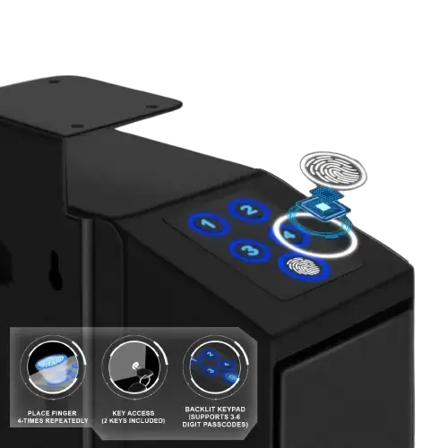 Habicare SS Biometric Handgun Safe with Fingerprint & PIN Biometric Handgun Safe with Fingerprint & PIN