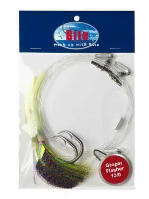 Bite Fishing RIGS Groper FlashRig 2H 13/0 Chartreuse Groper Flash Rig 2H 13 0 Chartreuse Bite Fishing