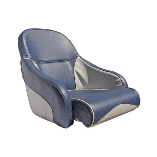 Absolute Marine Flip Up Boat Helm Seat Blue Grey Premium All Weather Comfort With Cushioned Leg Bolster For Boaters