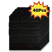 Habicare SS Black Brick Pattern Self-Adhesive Wallpaper (40 Pcs) Black Brick Pattern Self-Adhesive Wallpaper (40 Pcs)