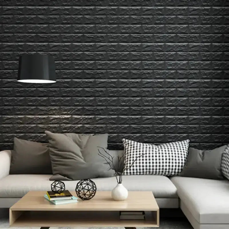 Habicare SS Black Brick Pattern Self-Adhesive Wallpaper (40 Pcs) Black Brick Pattern Self-Adhesive Wallpaper (40 Pcs)