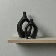 Nest & Stem Homewares Ceramic Vase Frankly Cotton Ceramic Black Sculptural Vase Set (2-Piece) Frankly Cotton Ceramic Black Sculptural Vase Set (2-Piece)