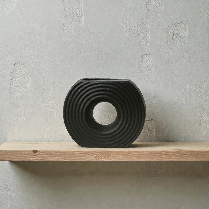 Frankly Cotton Textured Ceramic Circular Vases Donut Silhouette – view 1