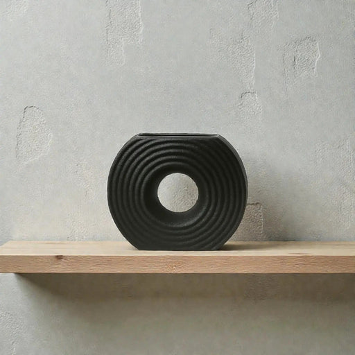 Frankly Cotton Textured Ceramic Circular Vases Donut Silhouette – view 1