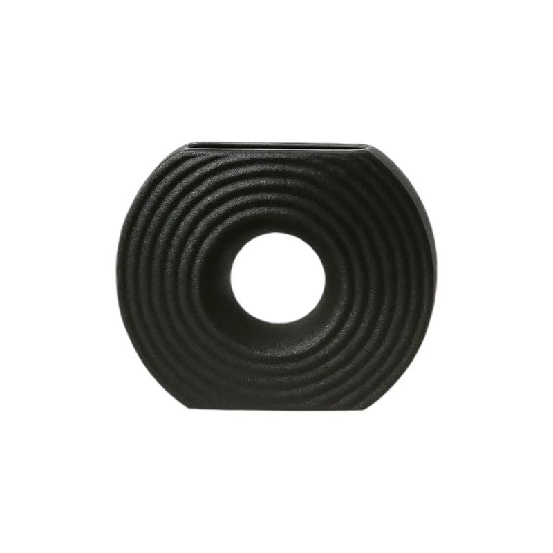Frankly Cotton Textured Ceramic Circular Vases Donut Silhouette – view 2