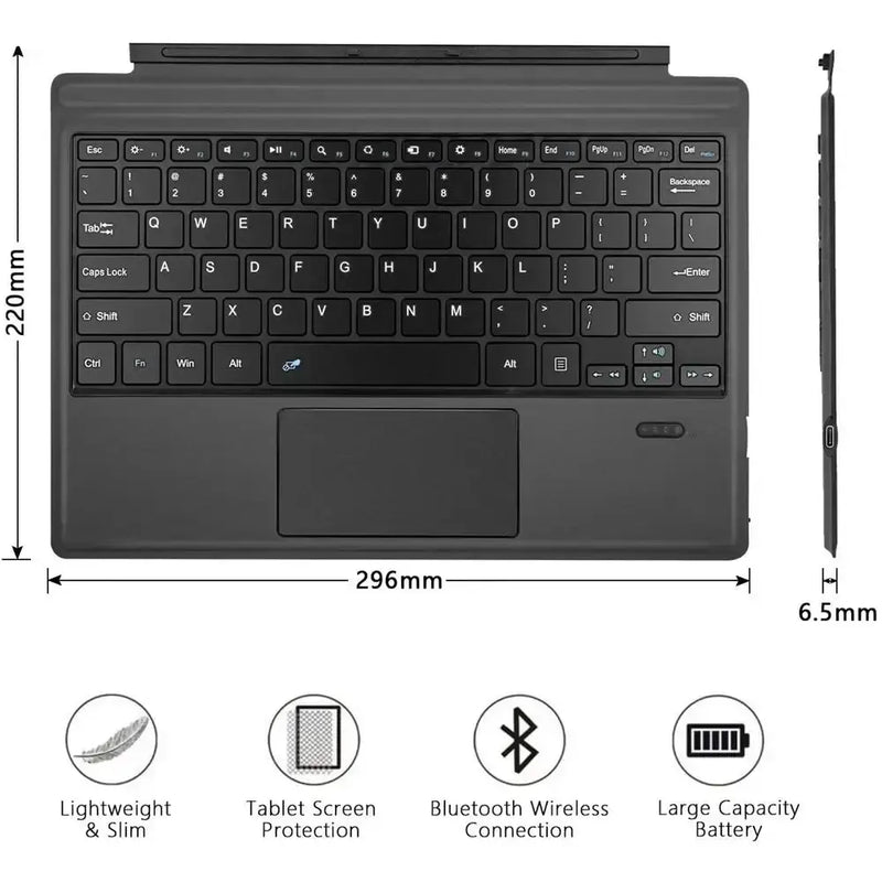 Habicare Bluetooth Backlit Keyboard with Touchpad for Microsoft Surface Pro 3–11, Pro X & Pro 7+ Bluetooth Backlit Keyboard with Touchpad for Microsoft Surface Pro 3–11, Pro X & Pro 7+