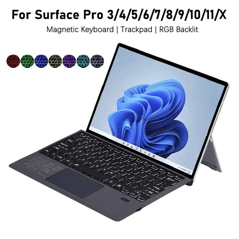 Habicare Bluetooth Backlit Keyboard with Touchpad for Microsoft Surface Pro 3–11, Pro X & Pro 7+ Bluetooth Backlit Keyboard with Touchpad for Microsoft Surface Pro 3–11, Pro X & Pro 7+