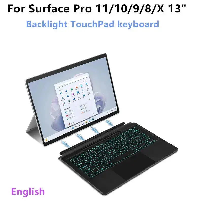 Habicare Bluetooth Backlit Keyboard with Touchpad for Microsoft Surface Pro 8, 9, 10, 11 & Pro X Bluetooth Backlit Keyboard with Touchpad for Microsoft Surface Pro 8, 9, 10, 11 & Pro X