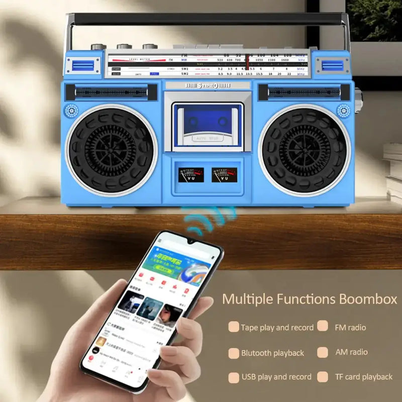 Habicare SS Bluetooth USB Cassette Radio Boombox Bluetooth USB Cassette Radio Boombox