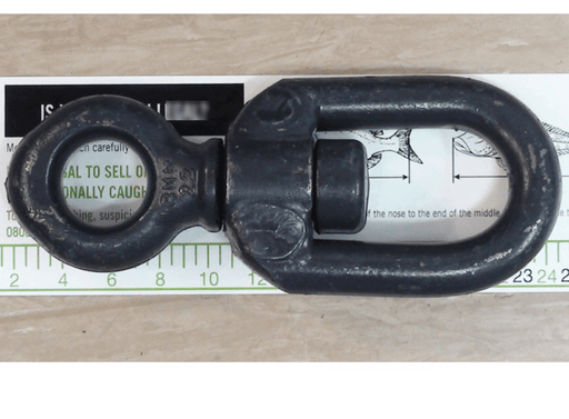 Mooring Short Bow Swivel 22mm showing dark blue painted finish and A22 steel dry forged design