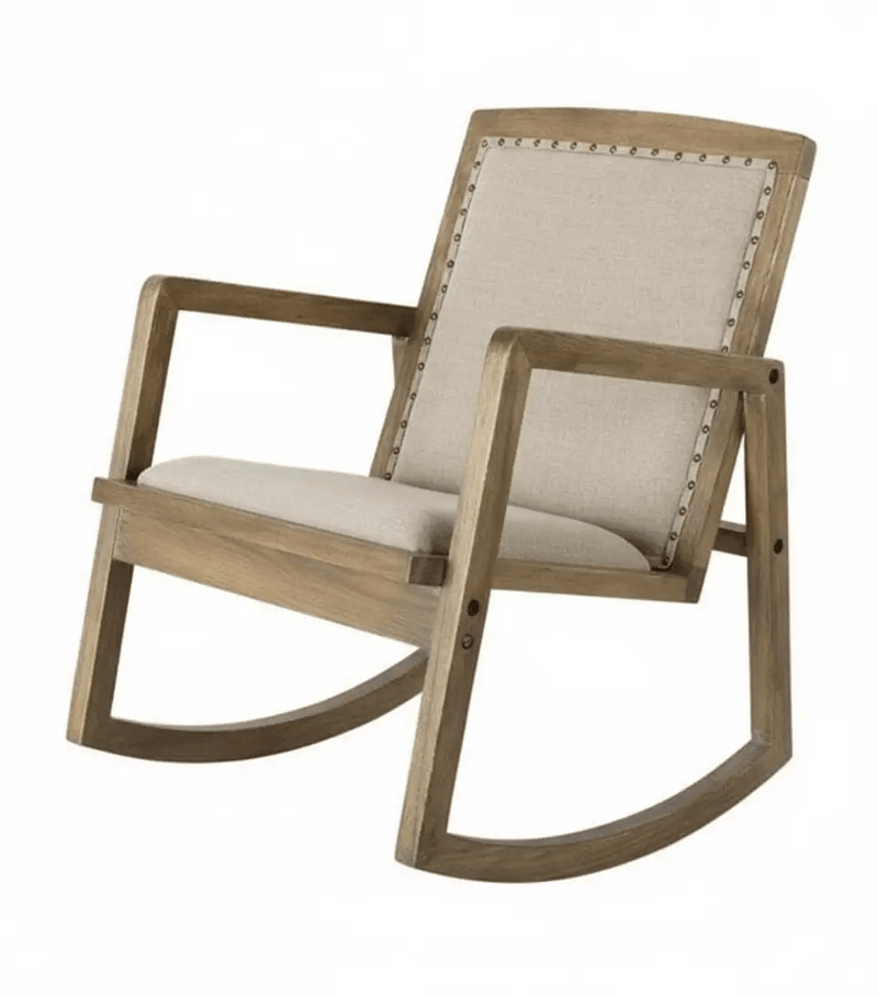 BroDeals Arm Chairs, Recliners & Sleeper Chairs Rocking Armchair - Oak/Linen Rocking Armchair - Oak/Linen
