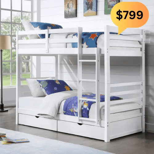 BroDeals Beds & Bed Frames Bunk Bed with Two Bottom Drawers Bunk Bed with Two Bottom Drawers
