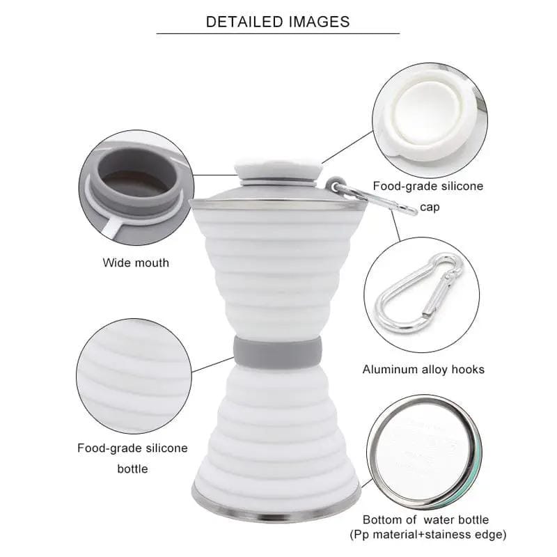 BroDeals Collapsible Water Bottle Collapsible Water Bottle - White Collapsible Water Bottle - White