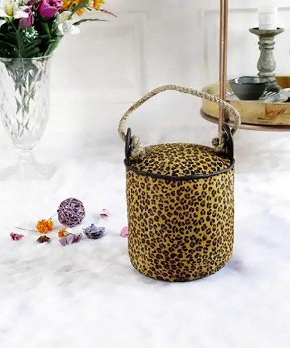 BroDeals Door Stopper Leopard Leather Door Stop - Round Leopard Leather Door Stop - Round