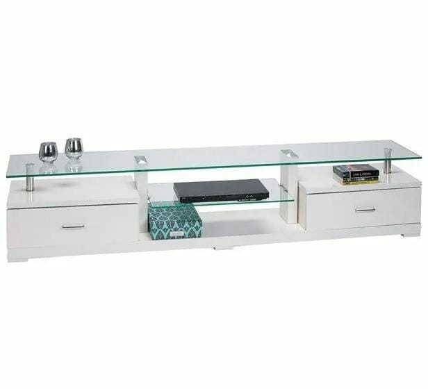 BroDeals Entertainment Centers & TV Stands Ramon Glass Top TV Unit White Ramon Glass Top TV Unit White