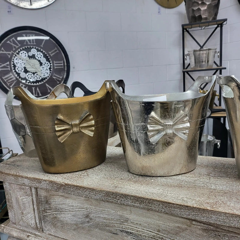 BroDeals Kitchen & Dining Champagne Bucket Silver Bow Oval Champagne Bucket Silver Bow Oval