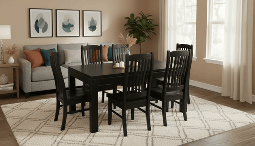 BroDeals Kitchen & Dining Furniture Sets Pine Dining Suite 7Pcs - Black Pine Dining Suite 7Pcs - Black