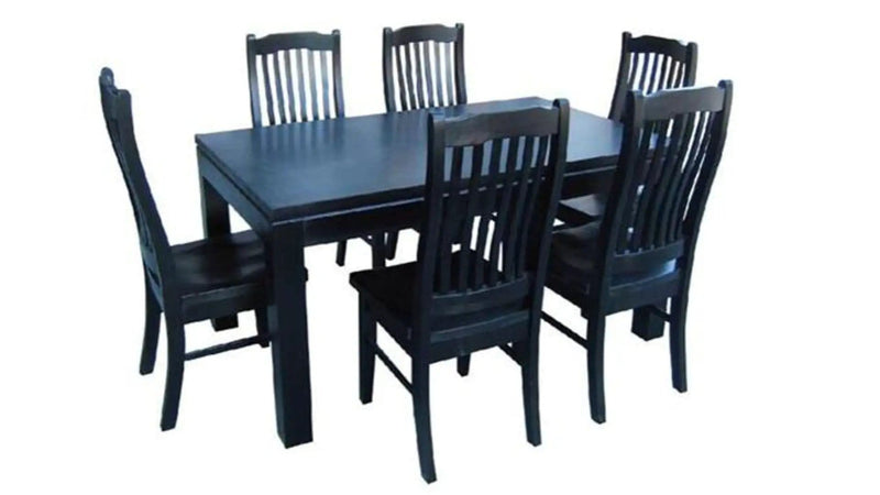 BroDeals Kitchen & Dining Furniture Sets Pine Dining Suite 9Pcs-Black Pine Dining Suite 9Pcs-Black