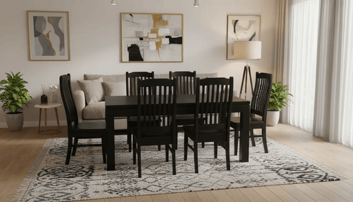 BroDeals Kitchen & Dining Furniture Sets Pine Dining Suite 9Pcs-Black Pine Dining Suite 9Pcs-Black