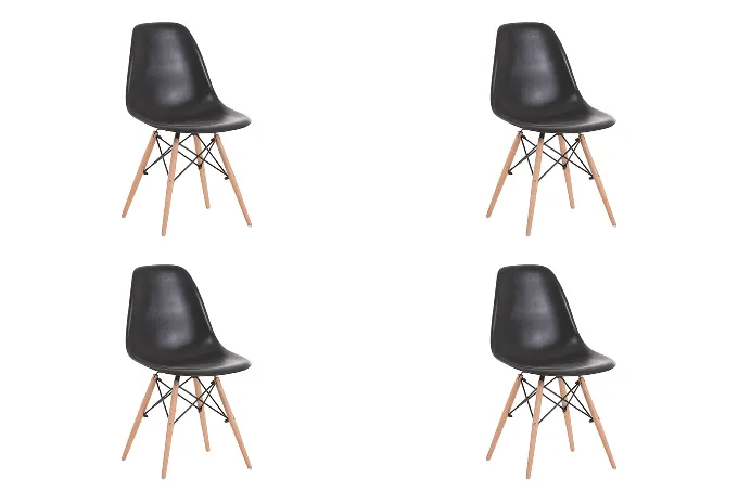BroDeals Kitchen & Dining Room Chairs Echo Chair Set of 4- Black Echo Chair Set of 4- Black