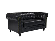 BroDeals Lounge Suite Boston Faux Leather Chesterfield Sofa Set - 3+2 - Black Boston Faux Leather Chesterfield Sofa Set - 3+2 - Black