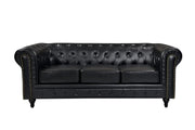 BroDeals Lounge Suite Boston Faux Leather Chesterfield Sofa Set - 3+2 - Black Boston Faux Leather Chesterfield Sofa Set - 3+2 - Black