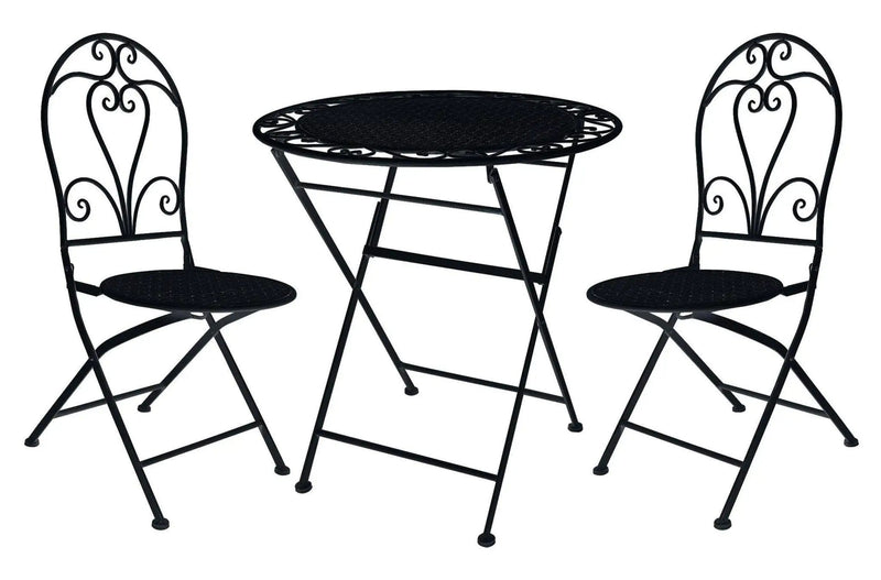BroDeals Outdoor Outdoor Metal Foldable Café Set Outdoor Metal Foldable Café Set