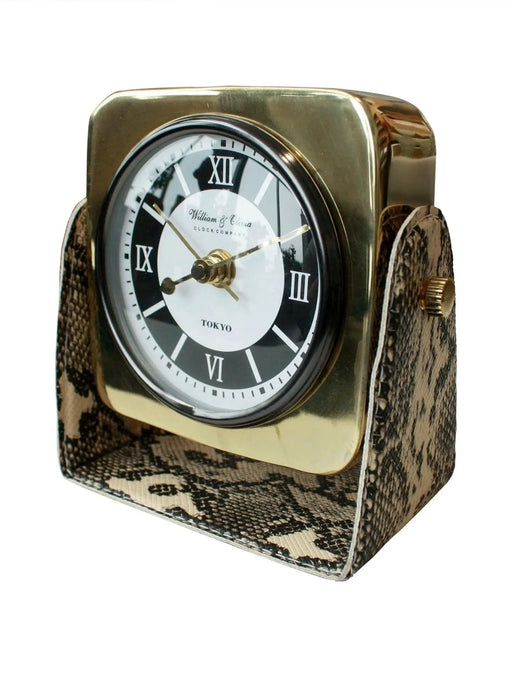 BroDeals Table Clock Table Clock With Snake Skin Design Base Table Clock With Snake Skin Design Base