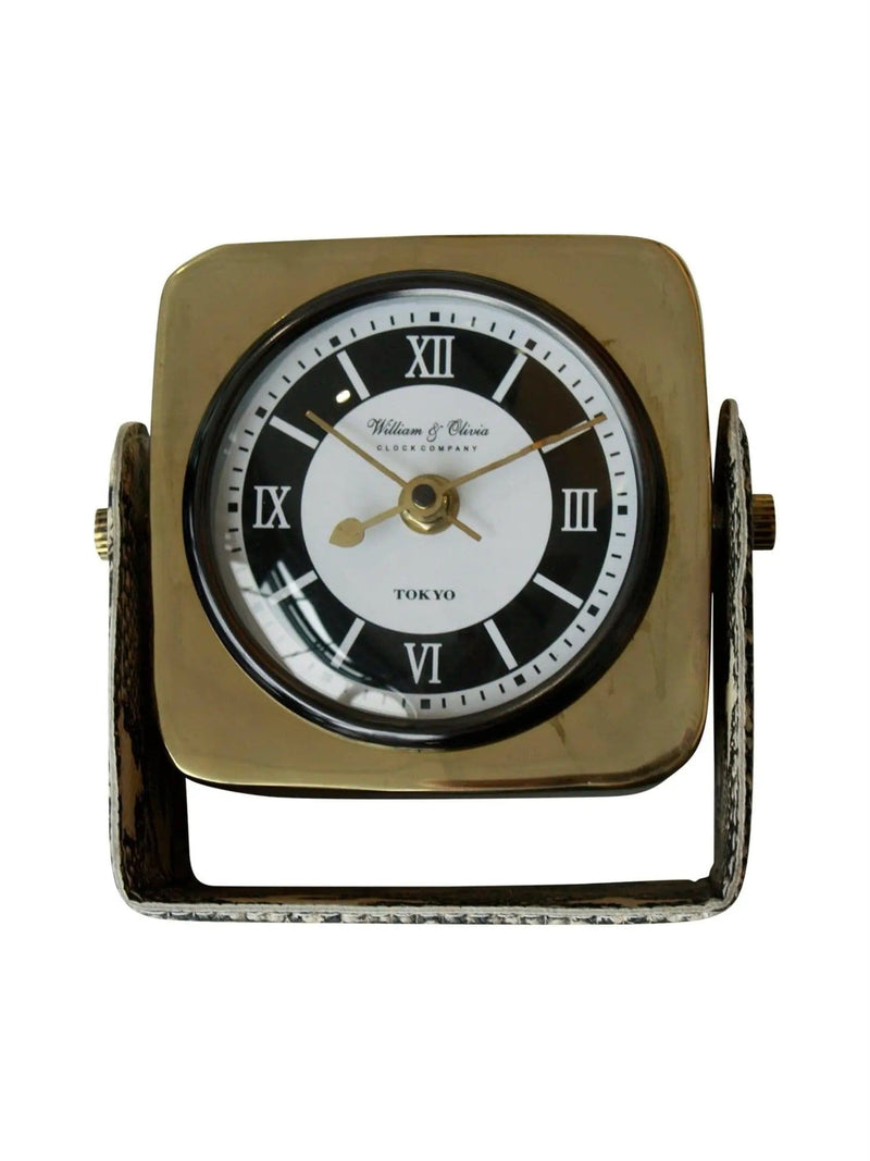 BroDeals Table Clock Table Clock With Snake Skin Design Base Table Clock With Snake Skin Design Base