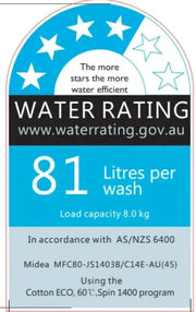 BroDeals washing machine Midea 8.0KG Front Load Washing Machine MFC80-JS1403B/C14E-AU(45) Midea 8.0KG Front Load Washing Machine MFC80-JS1403B/C14E-AU(45)