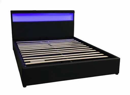 sue-e furniture Bed frames & bases Torby Bed Frame with storage and LED Light Black Double Torby Bed Frame with storage and LED Light Black Double