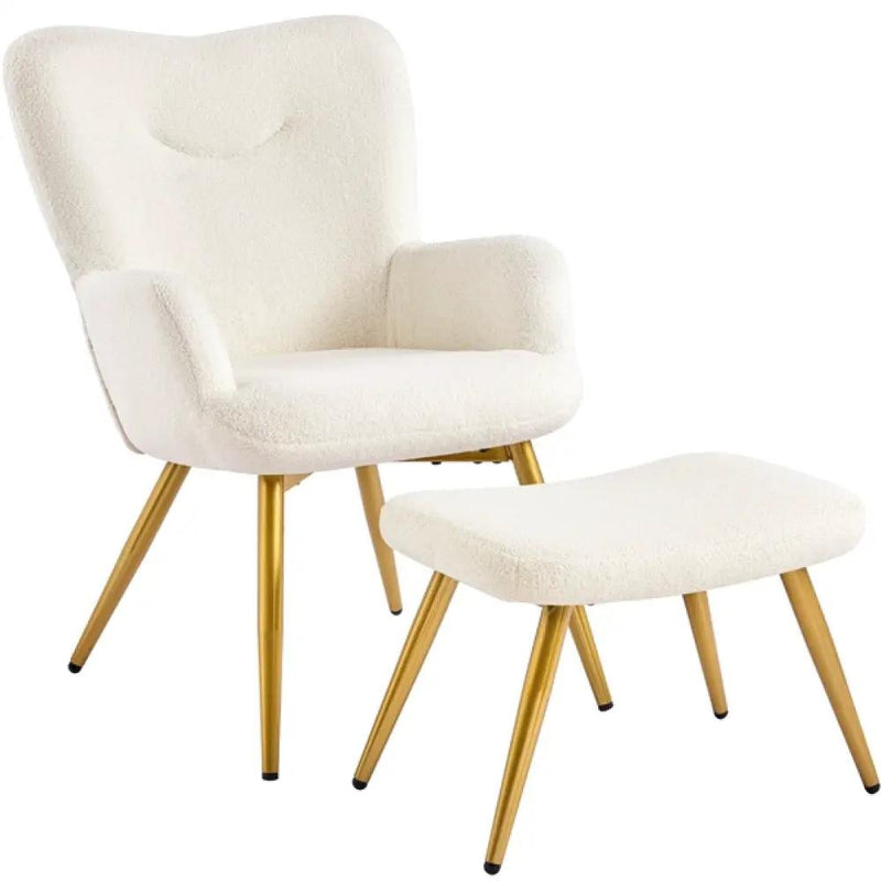 Yaheetech Boucle Accent Chair and Ottoman Boucle Accent Chair and Ottoman