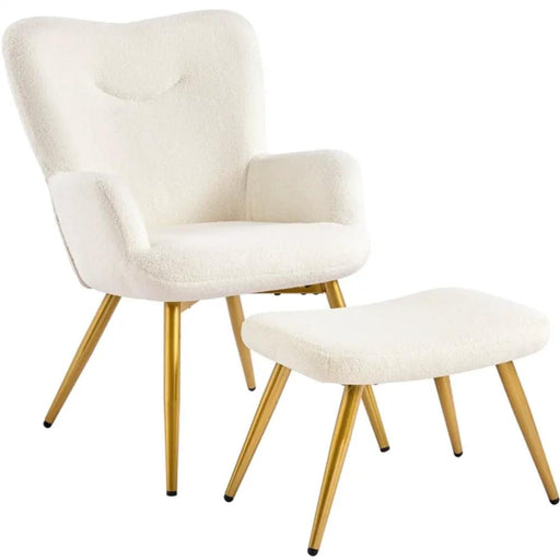 Yaheetech Boucle Accent Chair and Ottoman Boucle Accent Chair and Ottoman