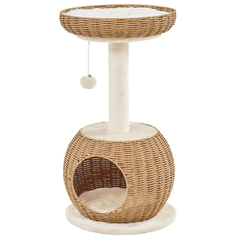 Yaheetech Rattan Cat House Cat Tower Rattan Cat House Cat Tower
