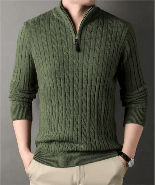 China Dropship Sweater Men's Solid Color Half Zip Thick Sweater Warm Knit Pullover Men's Solid Color Half Zip Thick Knit Sweater