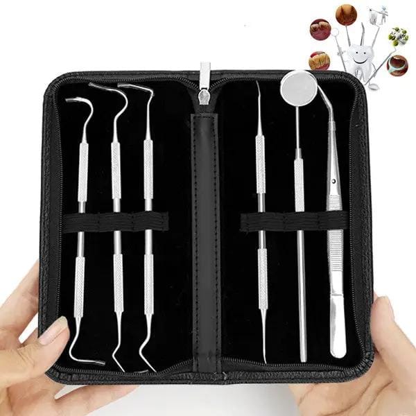 6PCS Dental Hygiene Tools Teeth Cleaning Kits Mirror Scraper Pick Scaler Tweezer – view 1