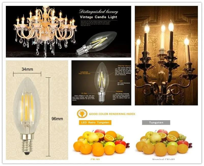 salelink.co.nz Unbranded C35 Antique Vintage Candle bulb E14 LED C35 Antique Vintage Candle bulb E14 LED | Action Outdoors NZ