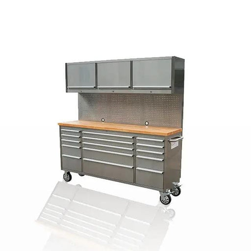 Kiwi Grab Kiwi Grab 72 Inch 18 Drawers Stainless Steel Tool Chest workbench 72 Inch 18 Drawers Stainless Steel Tool Chest workbench
