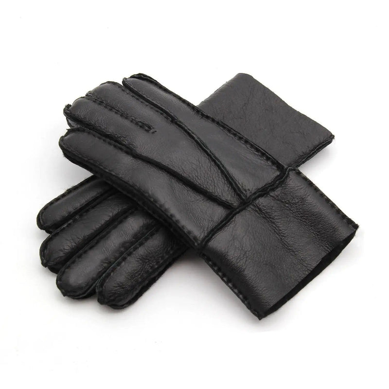 Men's Sheepskin Leather Gloves — Warm Lined | Black, Blue, Khaki & Yellow – view 5