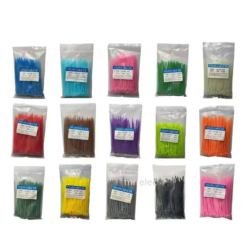 Habicare 100PCS Colourful Nylon Cable Ties 3x100mm Self-Locking 100PCS Colourful Nylon Cable Ties 3x100mm Self-Locking