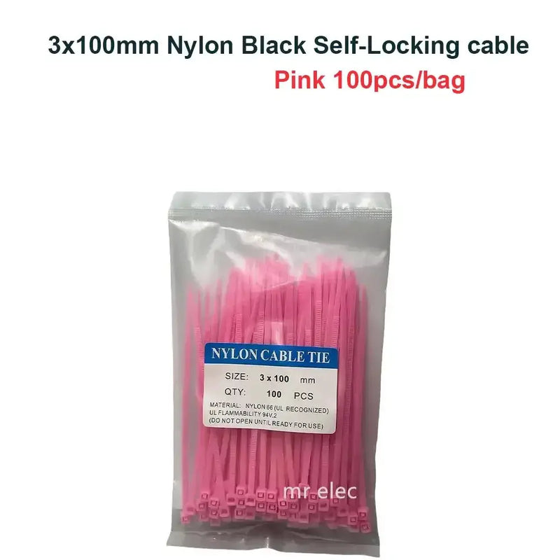 Habicare 100PCS Colourful Nylon Cable Ties 3x100mm Self-Locking 100PCS Colourful Nylon Cable Ties 3x100mm Self-Locking