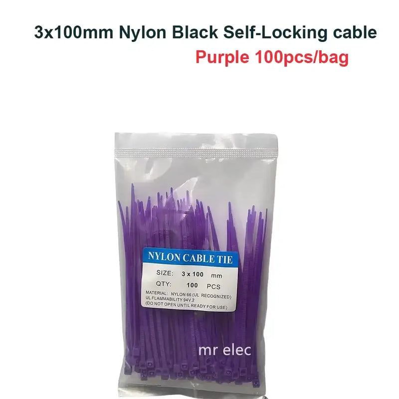 Habicare 100PCS Colourful Nylon Cable Ties 3x100mm Self-Locking 100PCS Colourful Nylon Cable Ties 3x100mm Self-Locking