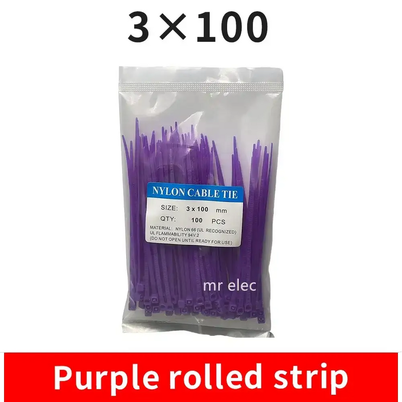 Habicare 100PCS Colourful Nylon Cable Ties 3x100mm Self-Locking 100PCS Colourful Nylon Cable Ties 3x100mm Self-Locking