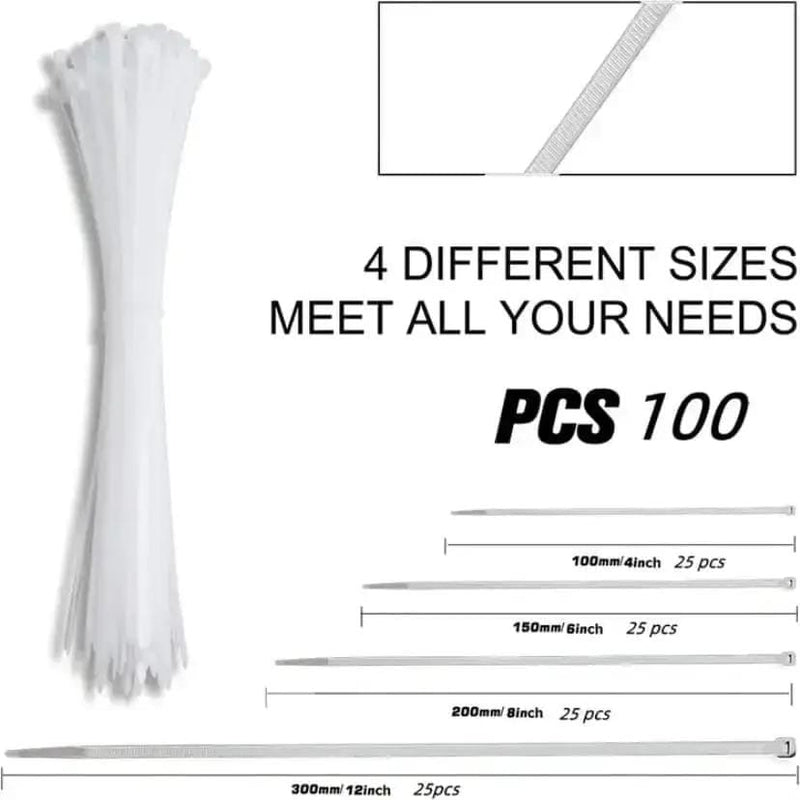 9eight5 Tools & Models Cable Ties (4 sizes / White) Cable Ties (4 sizes / White)