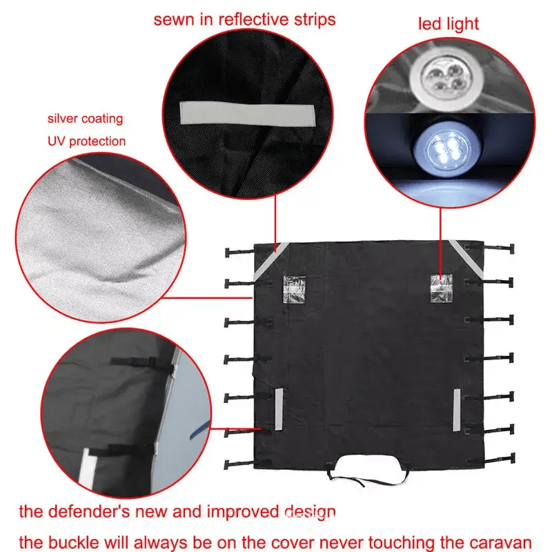 Caravan Front Towing Cover Tough 600D Protector LED Light Reflective Strips – view 2