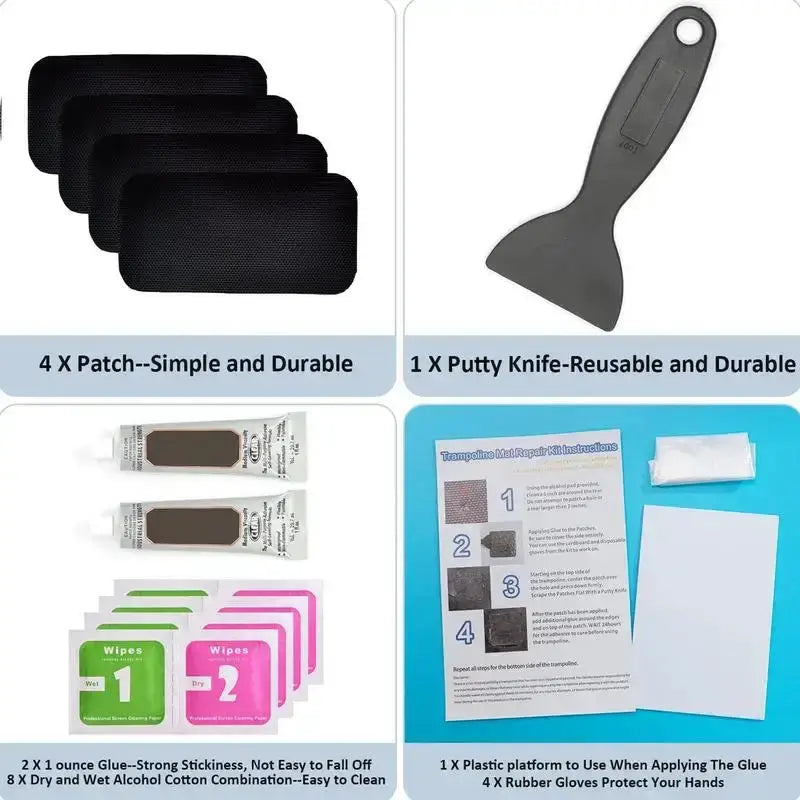Habicare HBC Trampoline Patch Repair Kit Trampoline Patch Repair Kit with Strong Adhesive